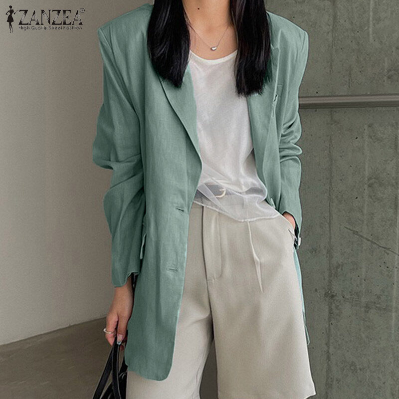 ZANZEA Korean Style Women's Fashion Versatile Single-Breasted Blazer Commute Lapel Neck Suits #10
