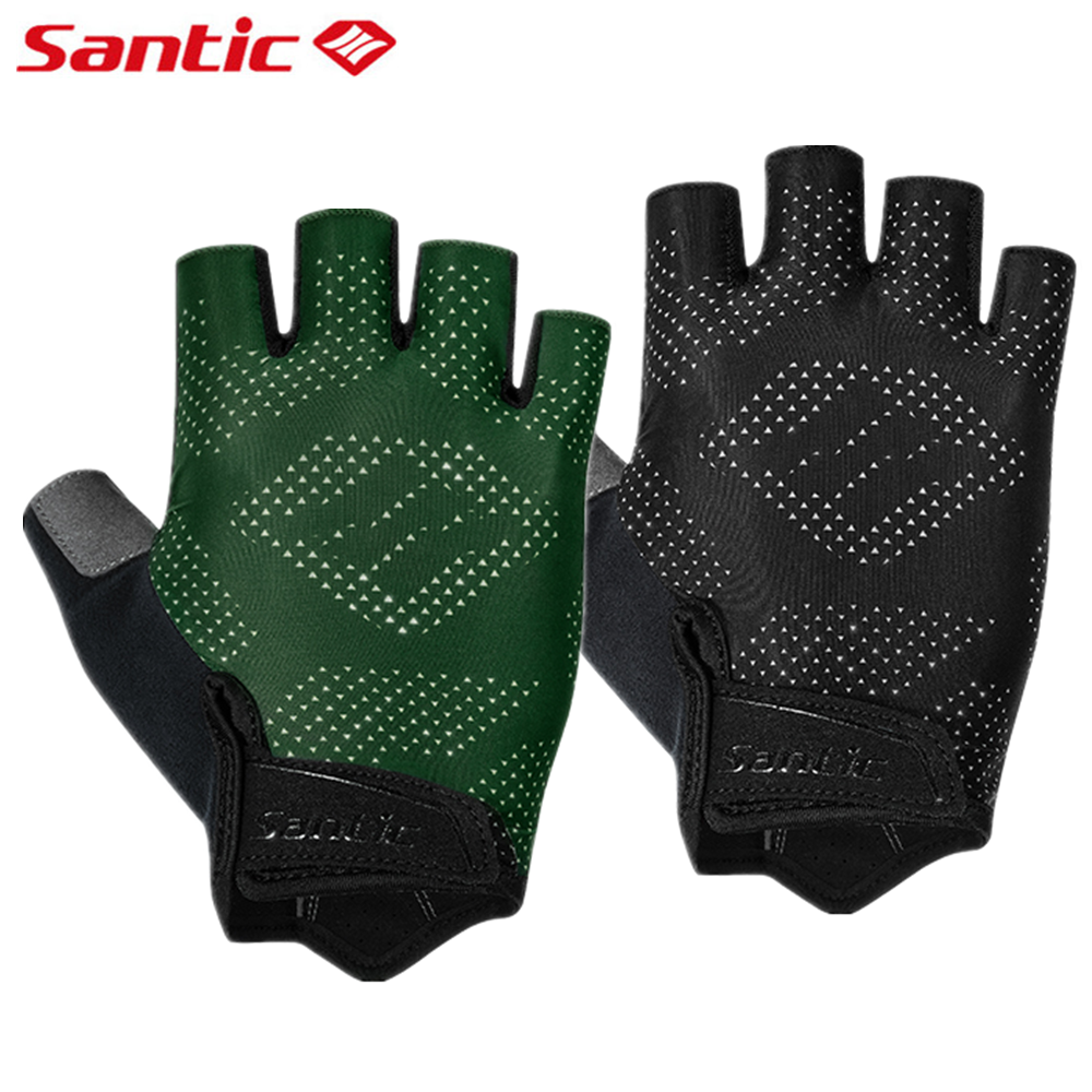 Santic Cycling Gloves Summer Men Women Shockproof Breathable Bike Bicycle Half Finger Gloves