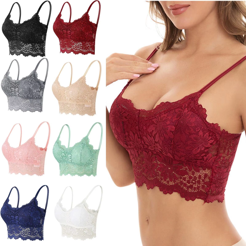 Sexy Floral Lace Bra Top For Women Push Up Padded Bralette Womens Lingerie Thin Fashion Wireless Bras Underwear Camis