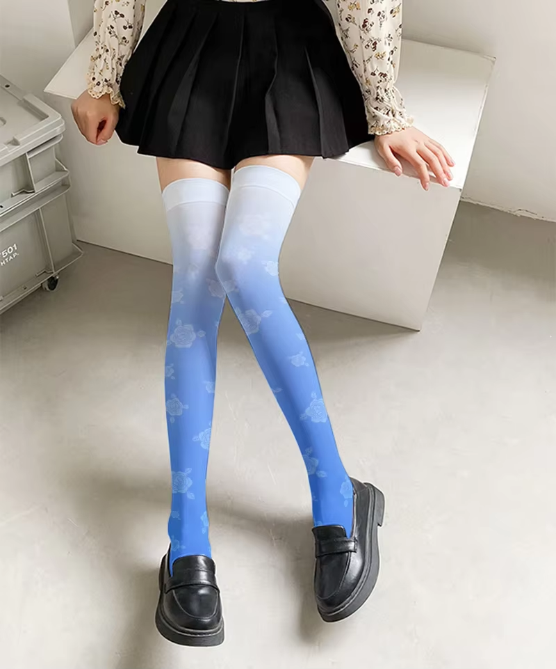 New hot fashion ladies stockings 3D printed striped cartoon pink stockings Harajuku Kawaii sweet Lolita JK thigh stockings