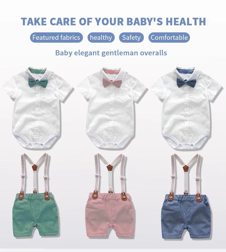 Newborn Boy Baby Formal Set Cotton Gentleman Birthday Clothes Suit for Boys Romper 3 6 9 12 18 24 Month Toddler Jumpsuit Outfits