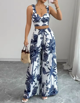 Woman Lady Sets Blouse Shirred Backless Knot Plants Boho Short Sets New Matching Sets The Price Of