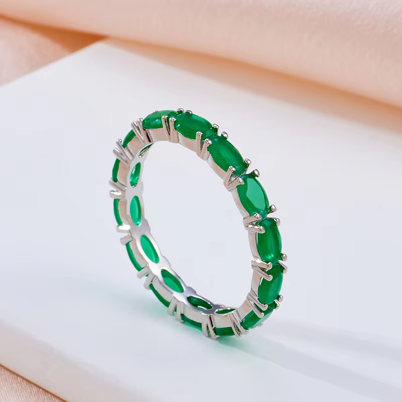 Kinel Full Opal Green Natural Zircon Women's Ring Tibetan Silver Vintage Wedding Bride Jewelry Luxury Design Best Gift For Girl