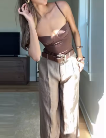 Women's Straight Pants Solid High Waist Belt Pockets Wide Leg Long Trousers Female 2025 Spring Lady Vintage High Street Wears