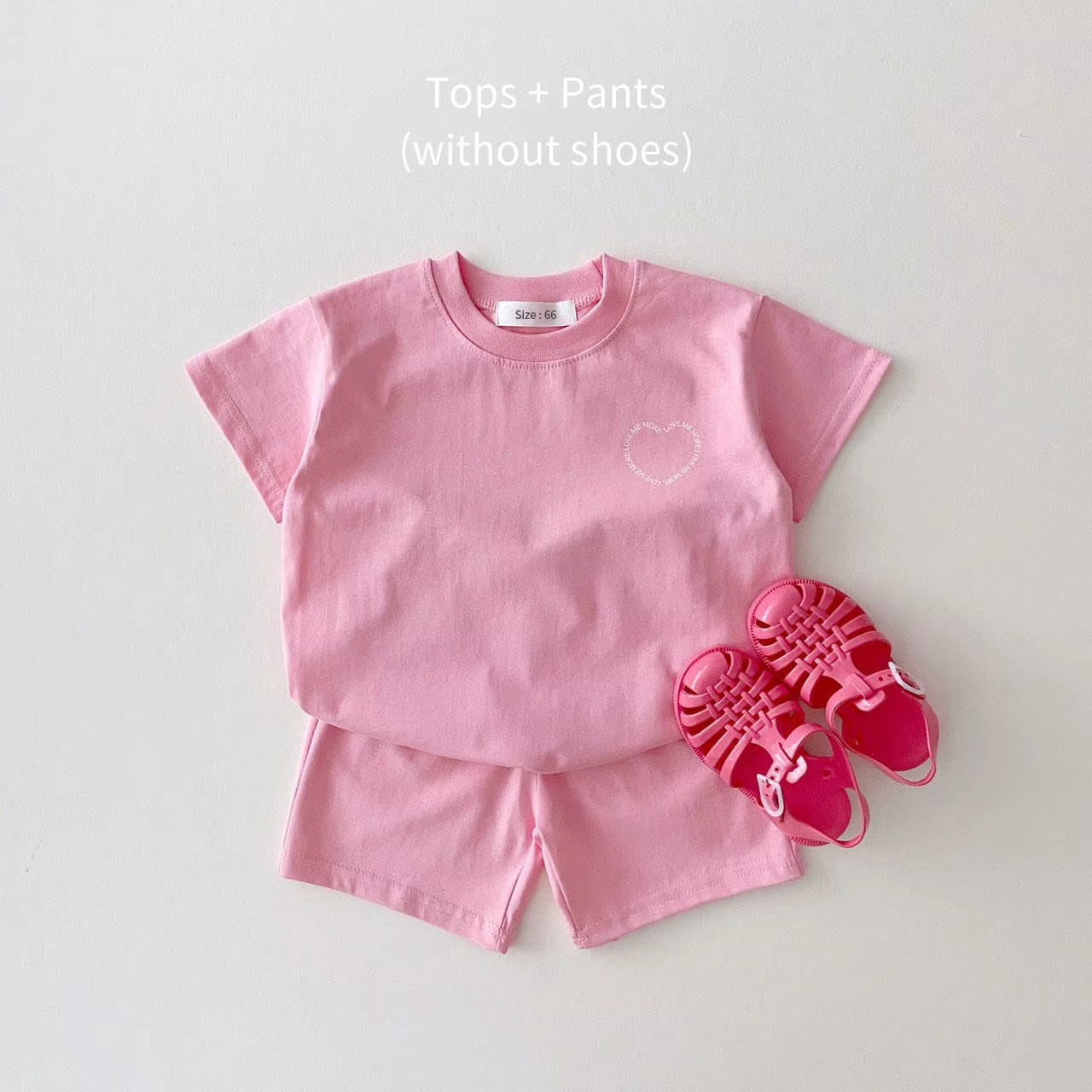 2024 Korean Clothes for Baby Girl Clothing Sets Boutique Outfits Summer Heart Print Basic T shirts Sweatshirt+Shorts Set 1-3yrs