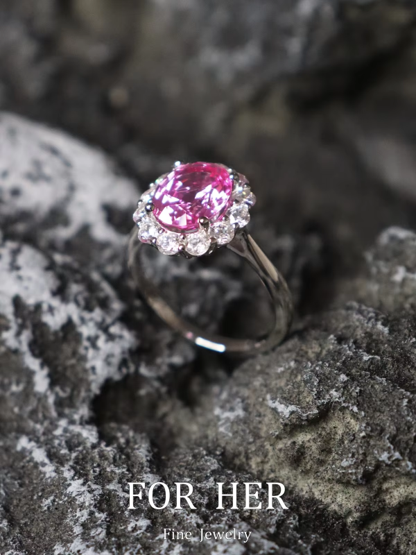 ForHer Design Fine Jewelry Custom Made Lab Grown Spinel Princess Ring Surround For S925 Sliver Gold Plated Oval Cutting Gem