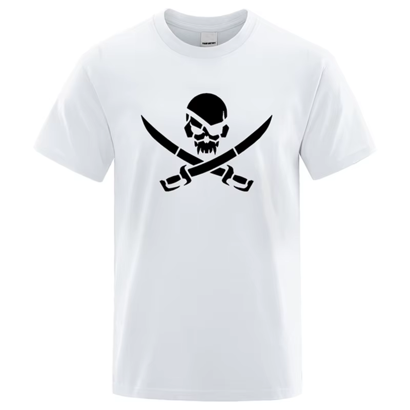 Summer new pirate skull print funT-shirt men and women's T-shirt hip-hop loose T-shirt casual fashion casual top street clothing