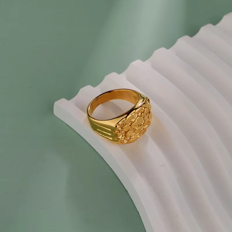 1PC Stainless Steel Mens Nugget Ring Hip Hop Fashion Jewelry Gifts