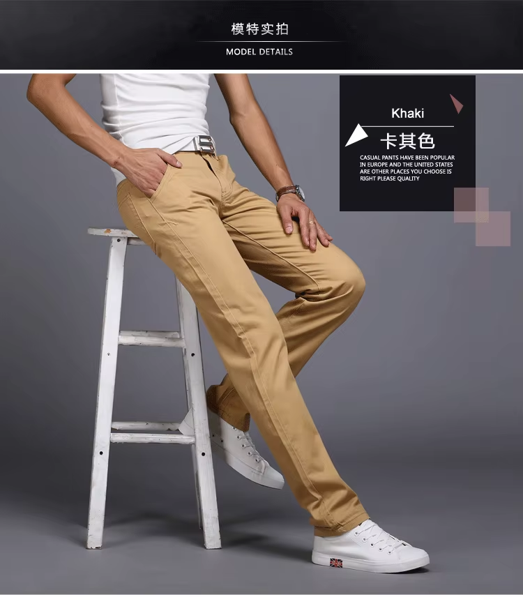2022 Spring summer New Casual Pants Men Cotton Slim Fit Chinos Fashion Trousers Male Brand Clothing 9 colors Plus Size 28-38