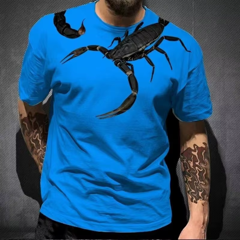 Animal Cool Scorpion 3D Printed T-shirt Mens Summer Streetwear Hip Hop Tees Trend Personality Casual O Neck Short Sleeve Tops